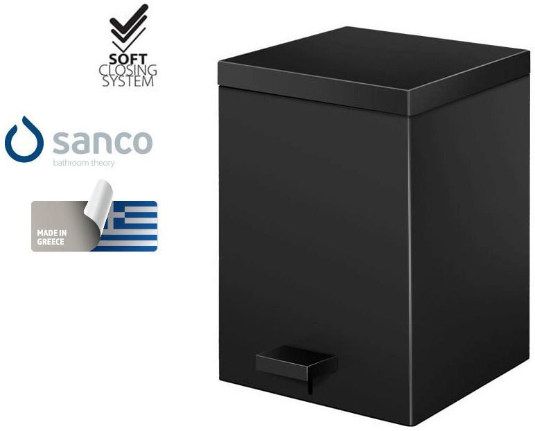 Χαρτοδοχείο 5lt 18x25*Y26,5 cm Black Mat Soft Closιng Sanco Waste Bins 90677-M116