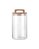 Δοχείο Αποθήκευσης Γυάλινο 1000ml 10x10xΗ19cm Καπάκι Ξύλο Ακακίας Estia Home Art 01-17484