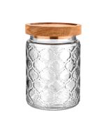 Δοχείο Αποθήκευσης Γυάλινο Ανάγλυφο 700ml 14x10cm με Καπάκι Κλιπ Estia Home Art Allure 01-23607