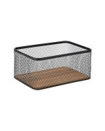 Καλάθι 24x16,5x11cm Αποθήκευσης & Οργάνωσης Μεταλλικό Μαύρο με Βάση Ακακίας Estia Home Art Wired 02-27674