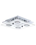 Σποτ Ροζέτα Τετράφωτη  D29x29xH7m 4xGU10 3000K Ατσάλι Χρώμιο-Διάφανο Σατινέ Γυαλί Eglo Cabo 30931
