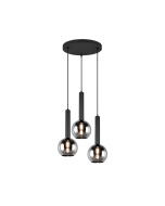 Clayton Μοντέρνο Κρεμαστό Φωτιστικό Τρίφωτο με Ντουί E27 σε Μαύρο Χρώμα Trio Lighting 310390332