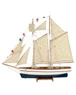 Ξύλινο Καράβι Ιστιοφόρο Cutty Sark 50x9,5xH45cm,Χρώμα Λευκό-Μπλε 31095