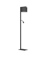 Φωτιστικό Δαπέδου Μαύρο 34,5x26,5xH180cm 1xE27 με Σποτ Διαβάσματος Eglo Foligno 390068
