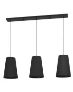 Φωτιστικό Κρεμαστό Τρίφωτη Ράγα L129xH150cm 3xE27 Ύφασμα Μαύρο Eglo Petrosa Eglo 390133