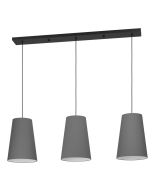 Φωτιστικό Κρεμαστό Τρίφωτη Ράγα L129xH150cm 3xE27 Ύφασμα Γκρι Eglo Petrosa Eglo 390136