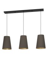 Φωτιστικό Κρεμαστό Τρίφωτη Ράγα L129xH150cm 3xE27 Ύφασμα Καπουτσίνο Eglo Petrosa Eglo 390196