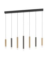 Φωτιστικό Κρεμαστό Ρυθμιζόμενο Ράγα L108xH150cm LED 3000K Μαύρο-Γκρι-Καφέ Γυαλί Σατινέ Eglo Estanterios 39906