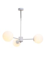 Κρεμαστό Φωτιστικό Τρίφωτο 3xG9 D:50xY40-70cm Λευκό Μέταλλο και Λευκή Οπαλίνα Inlight 5012-3