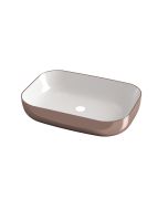 Νιπτήρας Πορσελάνη Επιτραπέζιος 60x42xY14 cm Olympia Metamorfosis White-Pink Gold Orabella 60116