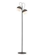 Φωτιστικό Επιδαπέδιο Δίφωτο 2xE27 Ø40xØ18,5x34xH165cm Γυαλί Οπάλ Ματ-Μαύρο με Χρυσές Λεπτομέρειες Viokef Brody 3098200