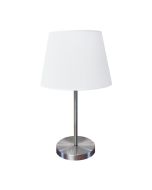 Λαμπατέρ 19xH42cm 1xE27 Κορμός Νίκελ Σατινέ -Αμπαζούρ Υφασμάτινο Homelighting Dora 77-2121