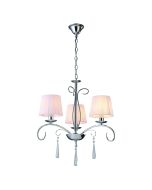 KQ 9007-3 FLAREN NICKEL PENDANT CRYSTALS & WHITE SHADES HOMELIGHTING 77-8195