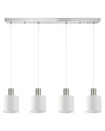 SE21-NM-4-4NM-SH1 ADEPT TUBE Nickel Matt Pendant White Fabric Shade+ HOMELIGHTING 77-8420