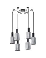 SE21-BL-4-BL6-GL1 ADEPT TUBE Black Pendant Smoked Glass+ HOMELIGHTING 77-8484