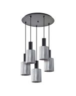 SE21-BL-4-5BL-GL1 ADEPT TUBE Black Pendant Smoked Glass+ HOMELIGHTING 77-8488