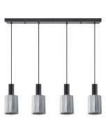 SE21-BL-4-4BL-GL1 ADEPT TUBE Black Pendant Smoked Glass+ HOMELIGHTING 77-8489