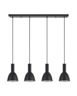 SE21-BL-4-4BL-MS2 ADEPT TUBE Black Pendant Black Metal Shade+ HOMELIGHTING 77-8553