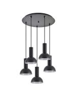 SE21-BL-4-5BL-MS3 ADEPT TUBE Black Pendant Black Metal Shade+ HOMELIGHTING 77-8559