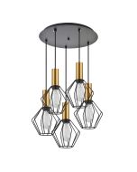 SE21-GM-4-5BL-GR1 ADEPT TUBE Gold Matt Pendant Black Metal Grid+ HOMELIGHTING 77-8622