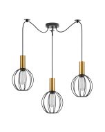 SE21-GM-4-BL3-GR1 ADEPT TUBE Gold Matt Pendant Black Metal Grid+ HOMELIGHTING 77-8626