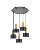 SE21-GM-4-5BL-MS1 ADEPT TUBE Gold Matt Pendant Black Metal Shade+ HOMELIGHTING 77-8636