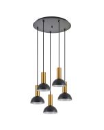 SE21-GM-4-5BL-MS3 ADEPT TUBE Gold Matt Pendant Black Metal Shade+ HOMELIGHTING 77-8650