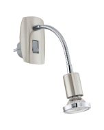 Φωτιστικό Πρίζας με διακόπτη Spot Led 3w Warm White 240lm Νίκελ Σατινέ -Χρωμέ Eglo Mini 4 92933