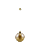 Κρεμαστό Φωτιστικό 30xH150cm Μονόφωτο 1xE27 Old Brass-Μελί Γυαλί Trio Lighting Dino R30771004