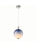 Φωτιστικό Κρεμαστό Μονόφωτο 20xH180cm Led 4w 220lm 3000K Χειροποίητο Γυαλί Μπλε-Λεπτομέρειες Γραφίτη Sun Light VENUS-1P-BL 
