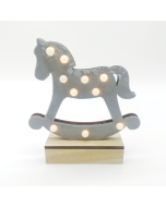 "WOODEN GREY HORSE", 10 MINI LED ΛΑΜΠ. ΜΠΑΤ. (2xAA), WW,IP20, 17X4.5X16CM ACA X061011239