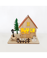 "WOODEN XMAS HOUSE", 1 MINI LED ΛΑΜΠ. ΜΠΑΤ. (3xLR44), WW,IP20, 16X10X13CM ACA X06116243