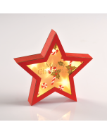 "WOODEN RED STAR" 6 MINI LED ΛΑΜΠ. ΜΠΑΤ. (2xAAA), WW,IP20, 23X5X22CM ACA X06611221