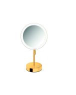 Καθρέπτης Μεγεθυντικός x3 Led Μπαταρίας 4xAA Επικαθήμενος Ø20xH36,5 cm Gold 24K  Sanco Cosmetic Mirrors MRLED-903-A05