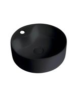 Νιπτήρας Επικαθήμενος Ø46x15,5cm με οπή Μπαταρίας Πορσελάνη Ceramita Ring Black Matt 