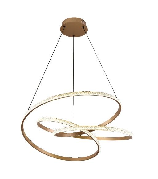 Κρεμαστό φωτιστικό LED 58W 3CCT by switch on base σε χρυσή απόχρωση D:60cm 6092-A-Golden
