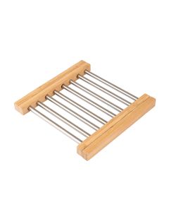 Βάση Μαγειρικού Σκεύους Πτυσόμμενη 22x21.3x2.2cm με Ανοξείδωτο Ατσάλι Estia Home Art Bamboo Essentials 01-13011