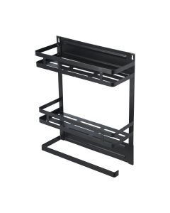 Ραφιέρα Κουζίνας Μαύρη 30x11x37cm Μεταλλική Διώροφη με Βάση για Ρολλό Κουζίνας Estia Home Art 02-18153