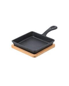 Τηγάνι Σερβιρίσματος 14cm Μαντεμένιο με Βάση Bamboo Estia Home Art Iron 01-18689