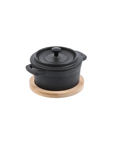 Κατσαρολάκι Μαντεμένιο 10cm με Βάση Bamboo Estia Home Art 01-18696