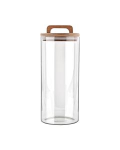 Δοχείο Αποθήκευσης Γυάλινο 1300ml 10x10xΗ22cm Καπάκι Ξύλο Ακακίας Estia Home Art 01-17491