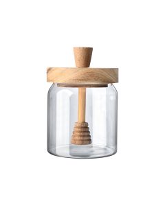 Δοχείο Μελιού Γυάλινο 450ml 9x9x13.5cm με Κουτάλι Μελιού Ξύλινο Estia Home Art Allure 01-17453