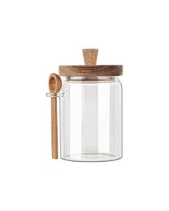 Δοχείο Αποθήκευσης Γυάλινο 850ml 9,7x12xΗ17cm Καπάκι -Κουτάλι Ξύλο Ακακίας Estia Home Art Allure 01-17460