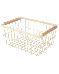 Καλάθι Οργάνσης 33x22x15cm Μεταλλικό με Ξύλινες Λαβές Estia Home Art Allure Ivory 01-24734