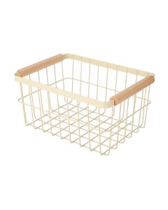 Καλάθι Οργάνωσης 28x20x14cm  Μεταλλικό με Ξύλινες Λαβές Estia Home Art Allure Ivory 01-24741