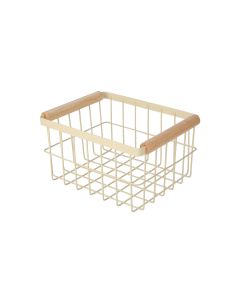 Καλάθι Οργάνσης 24x18x13cm Μεταλλικό με Ξύλινες Λαβές Estia Home Art Allure Ivory 01-24758