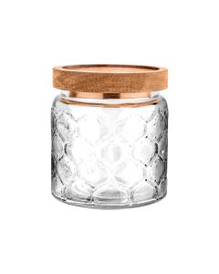 Δοχείο Αποθήκευσης Γυάλινο Ανάγλυφο 500ml 11x10cm με Καπάκι Κλιπ Estia Home Art Allure 01-23591