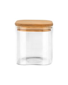 Δοχείο Αποθήκευσης Γυάλινο 550ml 10x10xΗ15,6cm Καπάκι Ξύλο Ακακίας Estia Home Art Bamboo Essentials 01-12922