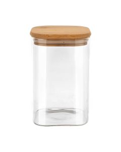Δοχείο Αποθήκευσης Γυάλινο 950ml 10x10xΗ15,6cm Καπάκι Ξύλο Ακακίας Estia Home Art Bamboo Essentials 01-12939
