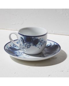 Φλυτζάνι Καφέ 100ml Πορσελάνινο με Πιατάκι Estia Home Art Blue Rose 07-16142